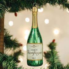 Glass Champagne Bottle Ornament