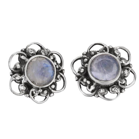 Moonflower Sterling Silver and Moonstone Stud Earring - The Silver Dahlia