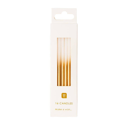 White and Gold Birthday Candles - 16 Pack - The Silver Dahlia