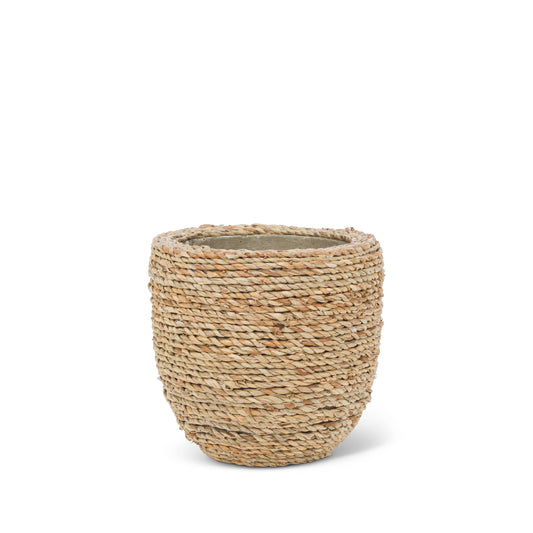 Sm Seagrass Covered Planter-6"D