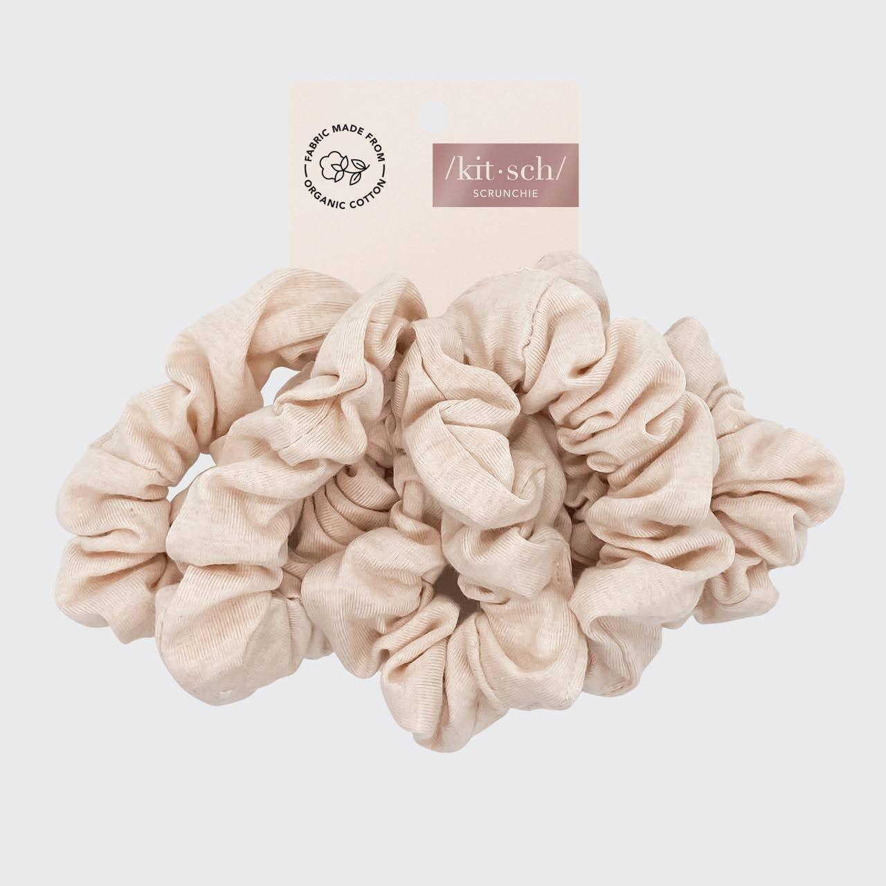 Organic Cotton Knit Scrunchies 5pc - Cream - The Silver Dahlia
