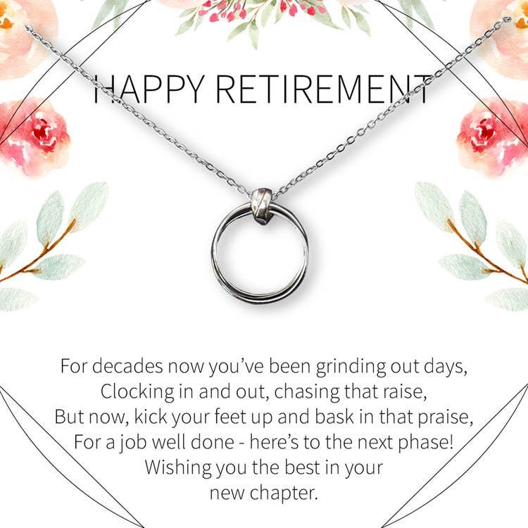 Happy Retirement Necklace- Linked Circles - The Silver Dahlia