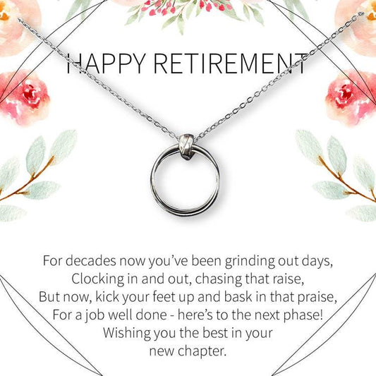 Happy Retirement Necklace- Linked Circles - The Silver Dahlia