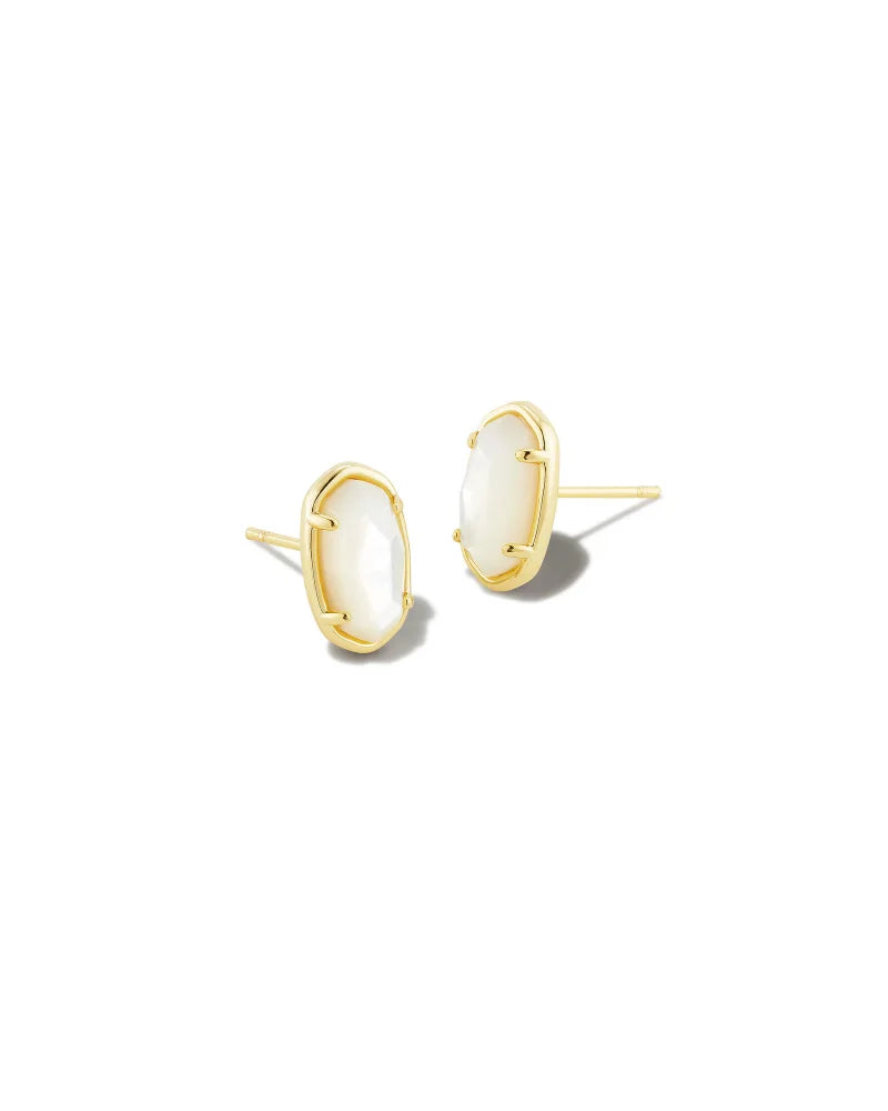 Grayson Stone Stud Earrings Gol - The Silver Dahlia