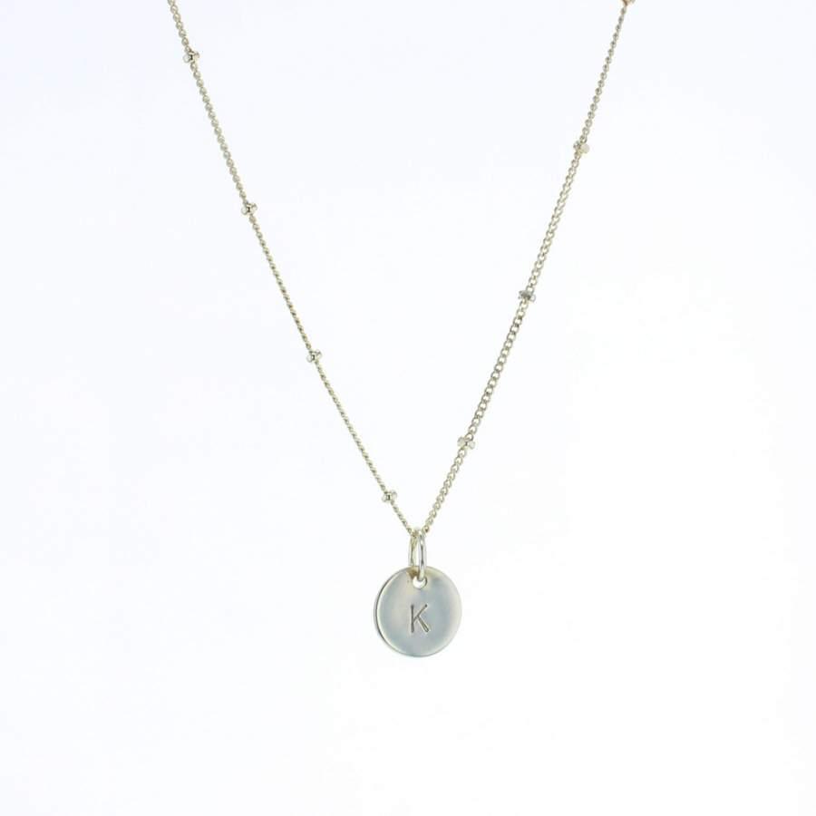 Silver Beaded Initial Necklace - The Silver Dahlia