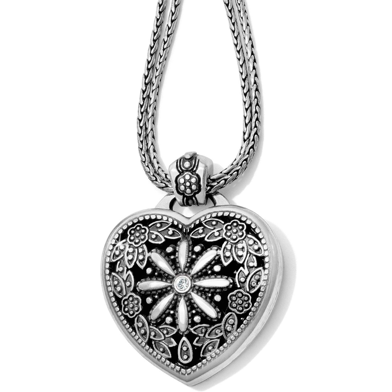 Floral Heart Locket Necklace - The Silver Dahlia